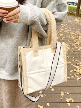 White Faux Pleather Hand Bag