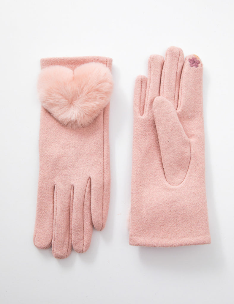 Pink Heart Texting Gloves
