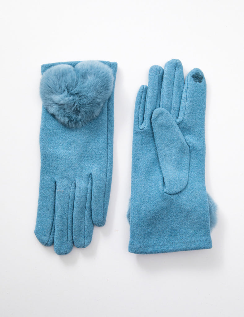 Blue Heart Texting Gloves