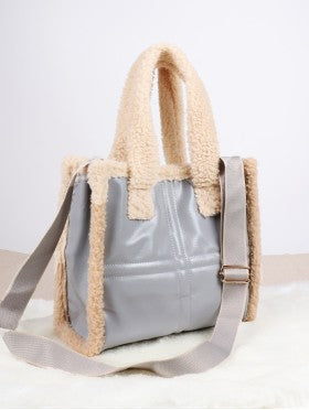 Grey  Faux Pleather Hand Bag