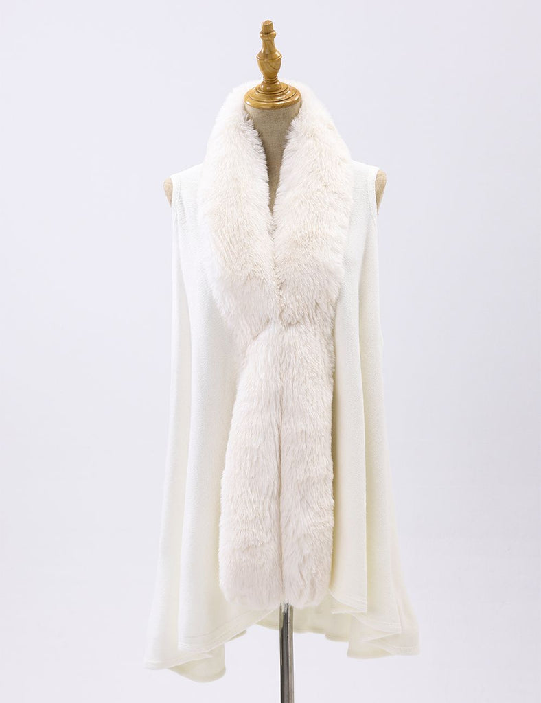 White Faux Trim Vest