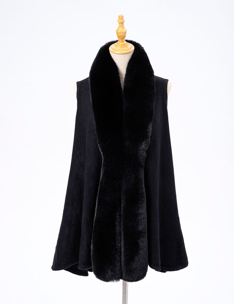 Black Faux Trim Vest